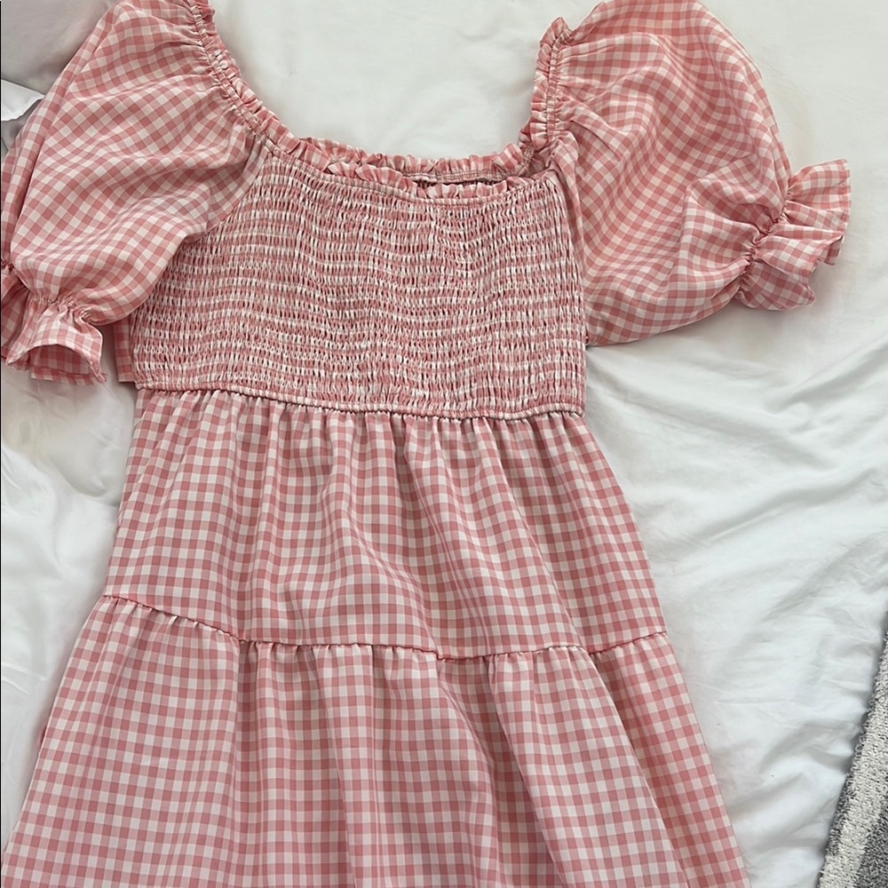 Pink Gingham Maxi Dress